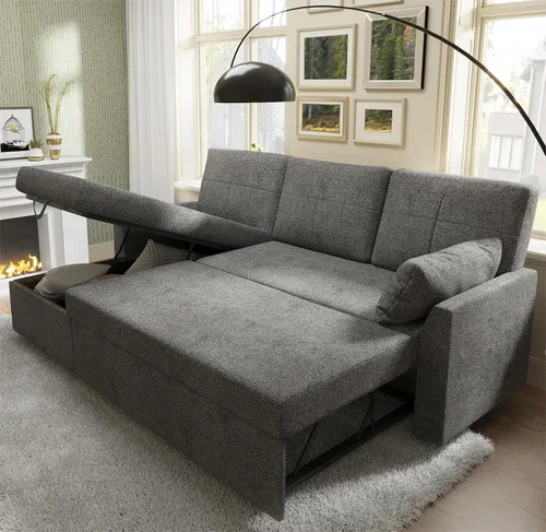 Vista 15 de PaPaJet Sofá Cama, Sofá Cama con Chaise de Almacenamiento, Sofá en Forma de L con Cama Extraíble, Sofás de Gran Tamaño para Sala de Estar - Boucle