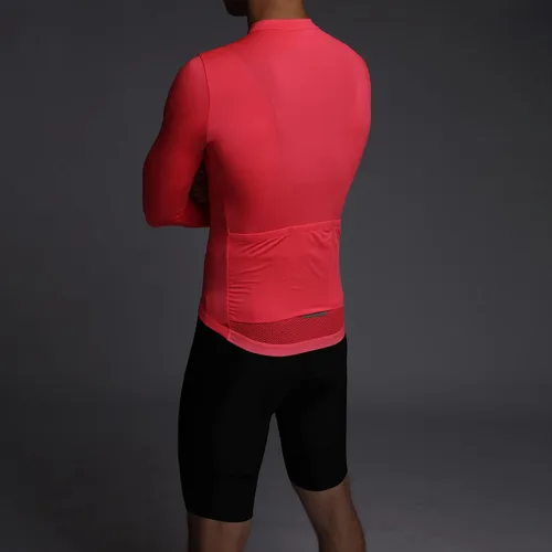 Vista 5 de Camiseta de ciclismo de manga larga para hombre, con bolsillo con cremallera, ligera, Aero Race Fit Pro Road Bike, UPF 50+