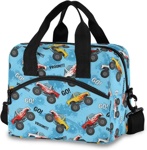 Vista 16 de Lonchera con estampado azteca, lonchera de gran capacidad para hombres y mujeres, bolsa cruzada aislada para el almuerzo reutilizable
