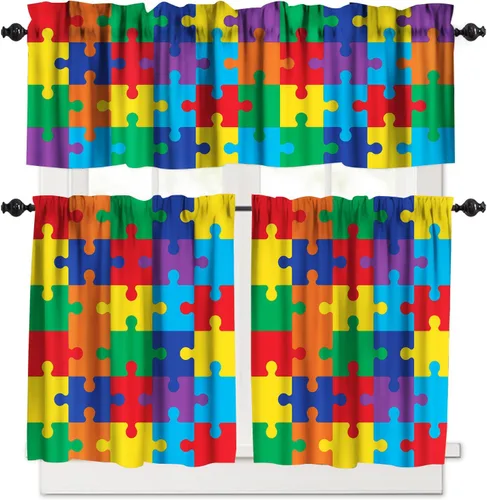 Vista 15 de Cenefas de cocina con estrellas de mar, cortinas de nivel para ventanas de cocina, cortinas de café con estrellas de mar, cortinas pequeñas
