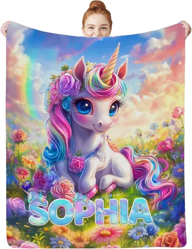 Vista 35 de Artsadd Mantas personalizadas con nombre para bebés niños y niñas, mantas de bebé personalizadas con nombre, manta personalizada para niños