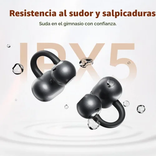 Vista 7 de QCY Crossky C50 - Auriculares inalámbricos con clip Bluetooth 6.0 con 4 micrófonos, 35 horas de reproducción, cómodos para correr/fineza, IPX5