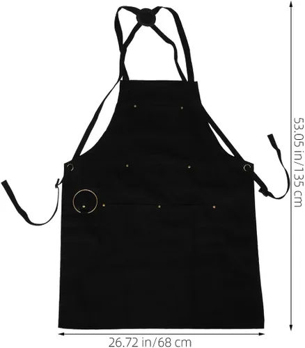 Vista 2 de Lurrose Waterproof Kitchen Apron with Pockets Heavy-Duty Canvas Work Apron for Men and Women Suitable for Nail Salon Restaurant and Home Use