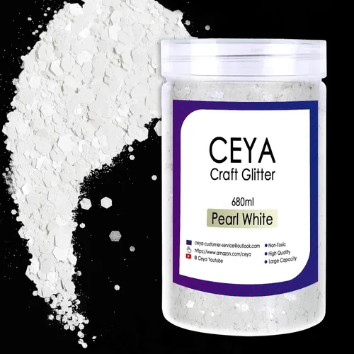 Vista 10 de Ceya Juego de purpurina gruesa de 32 colores, 11.28 onzas/11.29 oz de purpurina para manualidades en polvo mezclado con copos gruesos y finos cada