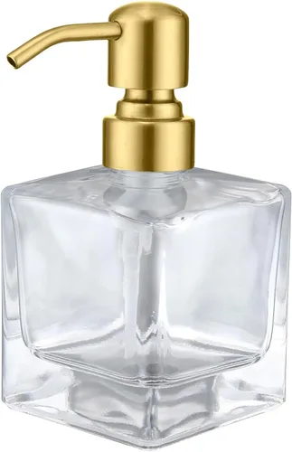 Vista 24 de Amber Glass Soap Dispenser,17oz, Black Pump Refillable, 304 Stainless Steel Pump, Liquid Hand Soap Dispenser, Bathroom Kitchen Sink Vanity