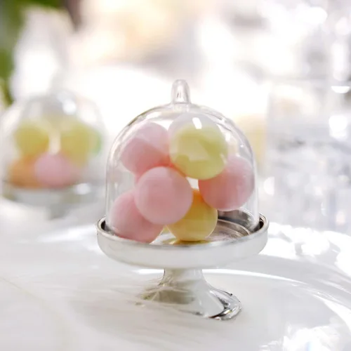Vista 7 de Efavormart - Paquete de 12 soportes transparentes para cupcakes de 3 pulgadas, soporte de placa de exhibición de dulces con cúpula para bodas