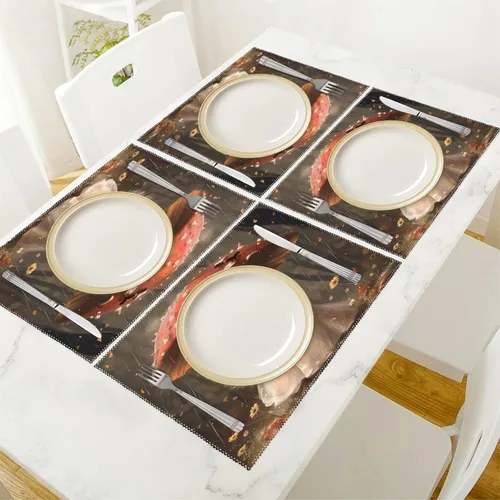 Vista 5 de Lady Squirrel with Umbrella Placemats Set of 6 Resistant Table Mats Washable Place Mats for Dinner Party Table Decoration