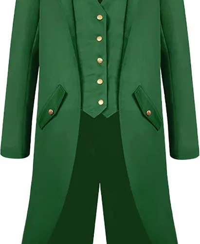 Vista 6 de Bowake Abrigo medieval steampunk para hombre, disfraces de Halloween, ropa retro, renacentista, gótica, abrigo punk retro