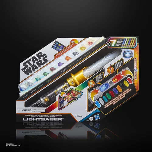 Vista 16 de STAR WARS Power Crystal Lightsaber, 7 colores y 10 cristales, más de 50 combinaciones que cambian de color, luces y sonidos, juguetes para niños