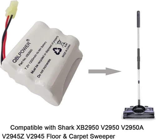 Vista 2 de XB2950 Batería 7.2V 1200mAh Ni-Mh Compatible con Euro Pro Shark Aspiradora de alfombras V2950 V2950A V2945Z V2945 (paquete de 1)