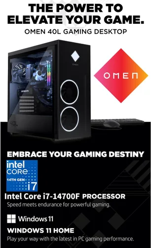 Vista 3 de HP OMEN 40L Gaming Tower, i7-14700F, GTX 1660 Super, 16GB DDR5, 1TB SSD