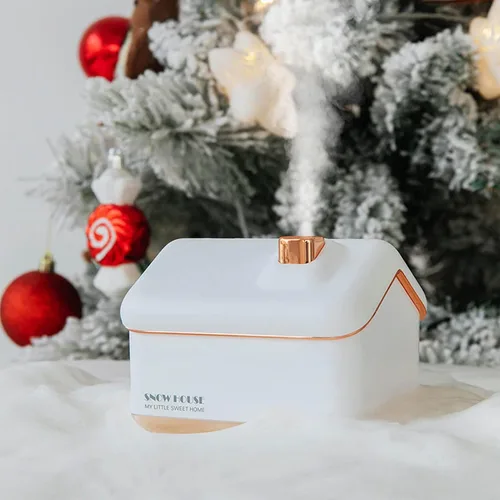 Vista 2 de EVGATSAUTO Humidificador de escritorio, humidificador de casa de nieve, ajuste de 2 velocidades, portátil, silencioso, USB, enchufe, regalo con luz