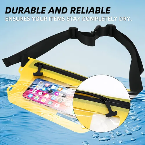 Vista 4 de FGM Bolsa impermeable con correa ajustable para la cintura, bolsa seca de TPU con sensibilidad de pantalla táctil para paddleboard, canotaje, Negro