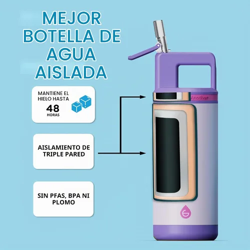 Vista 2 de GROSCHE Alpine Flip N Sip - Botella de agua para niños, tapa con popote