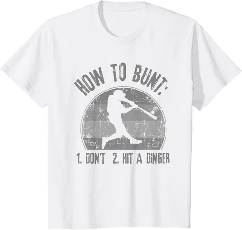 Vista 30 de Cómo Bunt Don't Hit A Dinger - Camiseta divertida de béisbol y sóftbol, Negro, S