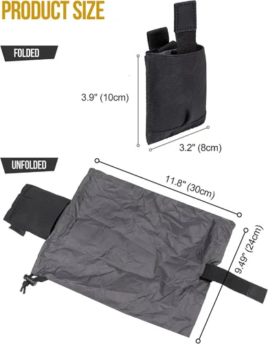 Vista 6 de OneTirgis Dump Pouch - Tactical Belt Mounted MOLLE Dump Pouch, Roll Up Foldable Magazine Mag Pouch, Quick-Release Utility Waist Bag Negro