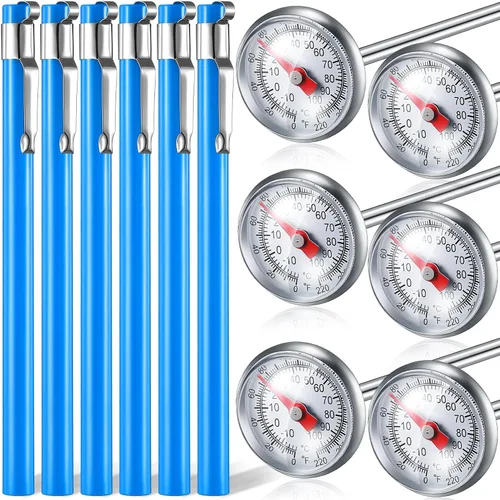 Vista 20 de Xuhal 6 piezas de termómetro de cocina de acero inoxidable con vástago largo de 5 pulgadas y esfera de 1 pulgada para leche, espumado, alimentos