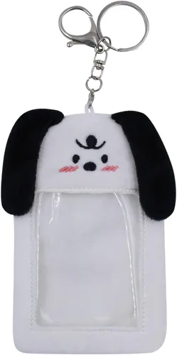 Vista 8 de JUMISEE Lindo soporte de tarjeta de fotos Kpop de felpa con llavero, funda de foto de oso de dibujos animados, protector de tarjeta de crédito