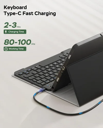 Vista 5 de Funda para Samsung Galaxy Tab A9/A11 Plus con teclado, para A9+ 2023/A11+ 2025 11 pulgadas, funda para tableta con teclado inalámbrico desmontable