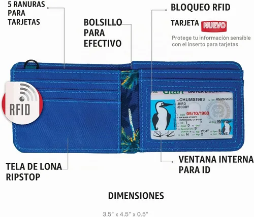 Vista 6 de Chums Cartera plegable Rover, bolsillo frontal delgado RFID, Negro, Classic