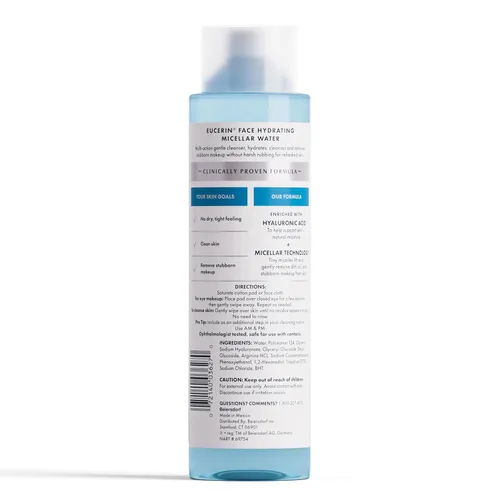 Vista 13 de Eucerin Agua micelar hidratante de limpieza facial con ácido hialurónico, limpiador facial y removedor de maquillaje, sin fragancia y no seca