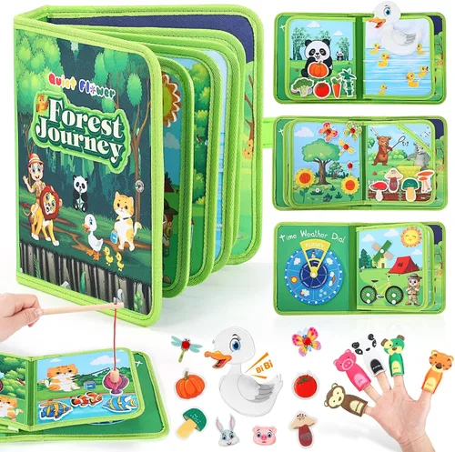 Vista 8 de Tabla de actividades para niños pequeños de 1 año, juguete Montessori, libro sensorial ocupado para niños de 1 a 3 años, juego de pesca, habilidades