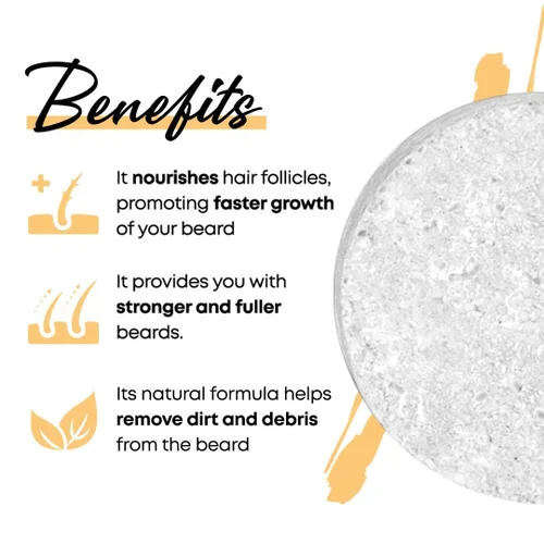 Vista 2 de Barra de champú para barba, limpia tu barba con efecto de crecimiento y pérdida de cabello, barra de champú para crecimiento del cabello