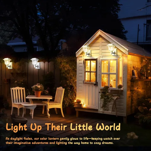 Vista 2 de Farol solar de pared, 2 modos de luces solares para valla con bombilla Edison, accesorios para casa de juegos al aire libre, impermeable, luz LED