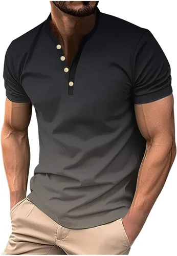 Vista 13 de Camisetas para hombre con gráfico divertido de manga corta con cremallera de un cuarto, camiseta polo de verano casual elegante para gimnasio