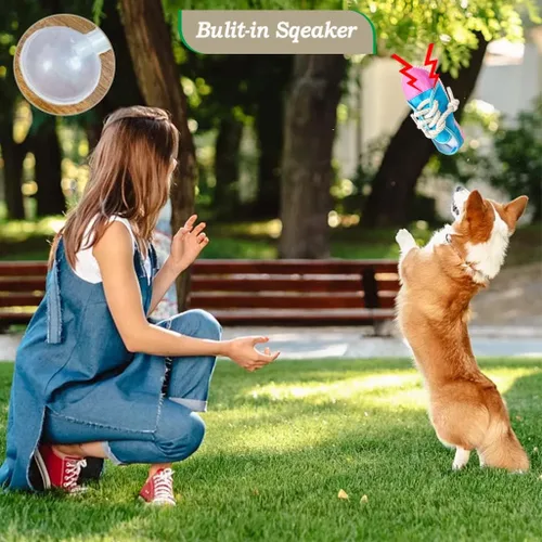 Vista 4 de IFOYO Juguete masticable duradero para perros con forma de mini zapatilla de deporte, juguete interactivo para mascotas, para cachorros, perros