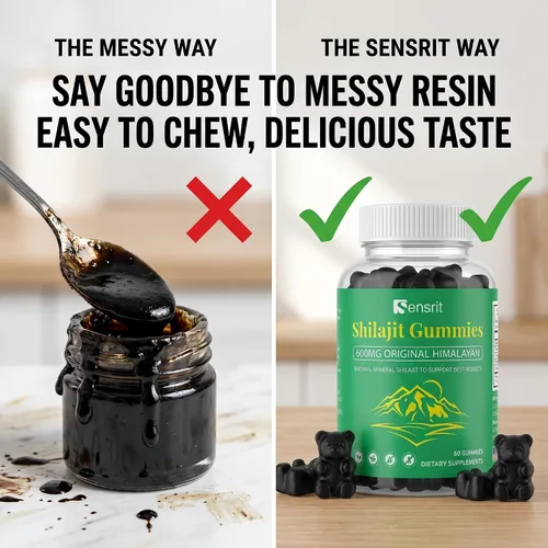 Vista 4 de Shilajit Gummies 600mg Resina Shilajit pura del Himalaya Energía natural, resistencia, claridad mental y apoyo de vitalidad para hombres