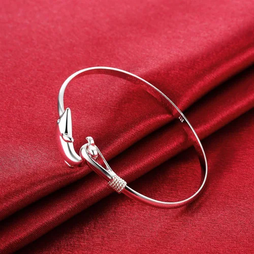 Vista 3 de Cutesmile Joyas de moda 925 de plata esterlina lindo delfín pulseras para mujer, Plata