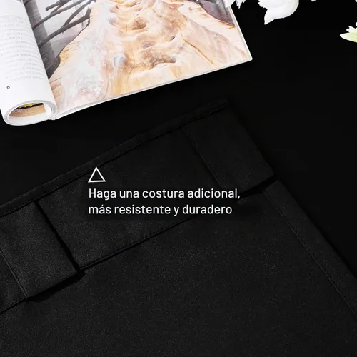 Vista 3 de Pickluc Cortinas opacas de 63 pulgadas de largo, 2 paneles de cortinas opacas para dormitorio o sala de estar, pestaña trasera y bolsillo para Negro