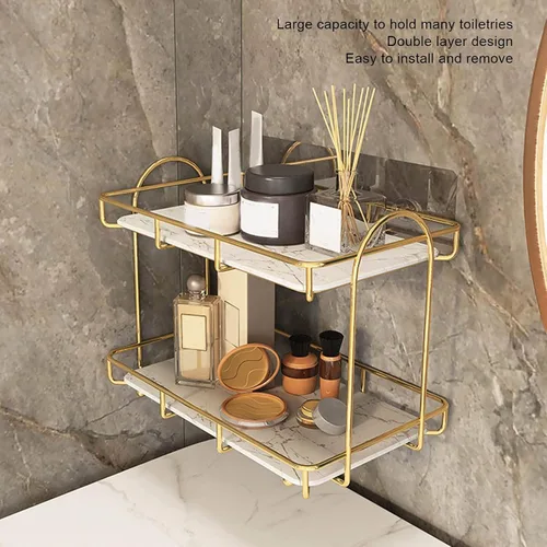 Vista 2 de Organizador debajo del fregadero, organizador de baño, estante de almacenamiento de cosméticos de gran capacidad de 2 niveles, estante