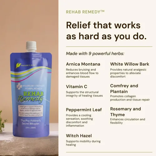 Vista 3 de Nature's Rite Rehab - Gel remedio, 6.8 onzas (6.8 fl oz), calmante, de acción rápida, alivio muscular no graso con ingredientes naturales