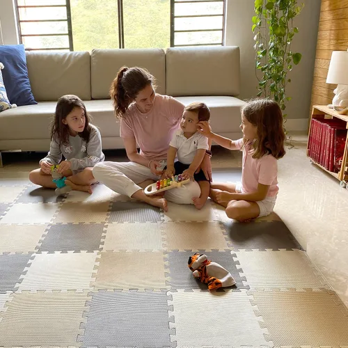 Vista 21 de MioTetto Alfombra de Juego para Bebés, Cómoda Alfombra para Tiempo de Barriga – Azulejos de Espuma Portátiles para Piso, Alfombra de bebé segura