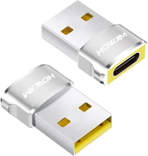Vista 8 de Adaptador USB a USB C, 2 unidades, convertidor de cargador USB C hembra a macho Negro