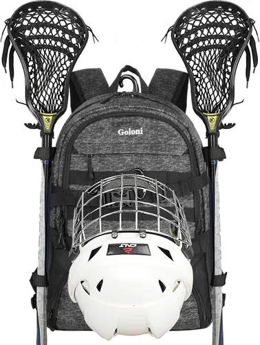 Vista 9 de Goloni Lacrosse - Mochila para equipo con dos palos y compartimento separado para tacos y bolsa de hockey sobre césped
