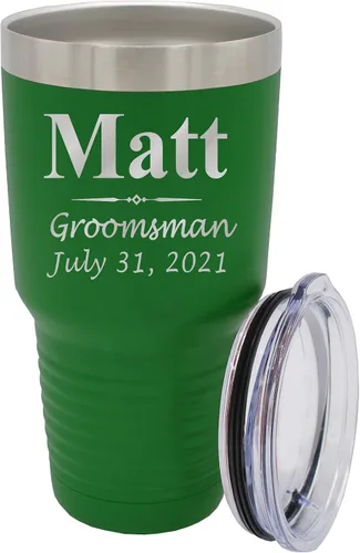 Vista 28 de Vaso de padrinos de boda grabado personalizado, taza de acero inoxidable aislada personalizada para padrino de boda, despedida de soltero, boda