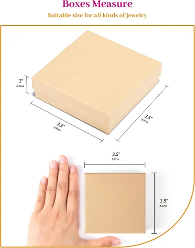 Vista 5 de MESHA - Cajas para joyería, de 3.5 x 3.5 x 1pulgadas, de cartón con relleno de algodón, para regalo