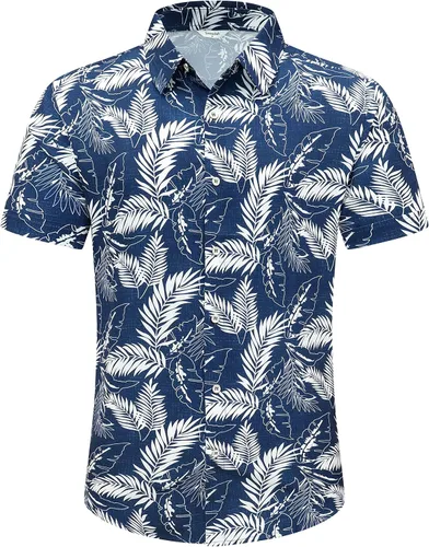 Vista 2 de Camisa hawaiana para hombre, manga corta, con botones, ropa de playa, unisex, flamencos, verano, camisas florales Aloha