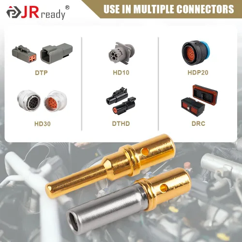 Vista 2 de JRready ST6356-12 Deutsch Conectores y enchufes chapados en oro tamaño 12, terminales de barril cerrados Calibre de alambre 12-16, 20 pares macho