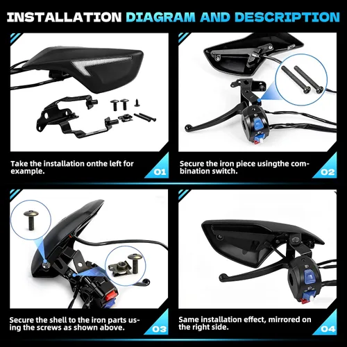 Vista 4 de Mokuo Paramanos de motocicleta LED con luz para Yamaha Zuma 125 2022-2023 - Deflector de viento para manillar, protector de mano