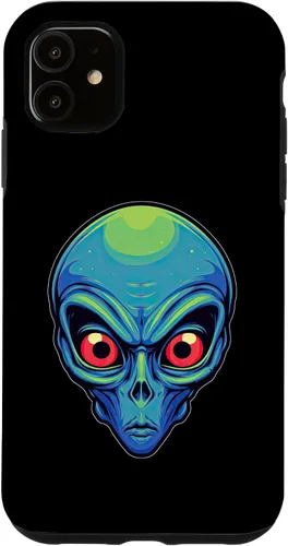 Vista 10 de iPhone 13 Pro Max Alien Face UFO Alien Head Funny Alien Case