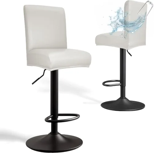Vista 23 de Fundas de Cuero PU para Taburete de Bar con Respaldos, Paquete de 2 Fundas Elásticas Impermeables para Sillas de Taburete de Bar, Fundas Lavables