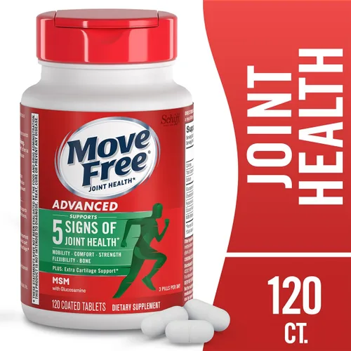 Vista 2 de Move Free Suplemento avanzado de apoyo articular MSM de glucosamina condroitina, apoya la movilidad, comodidad, fuerza, flexibilidad y hueso, 120