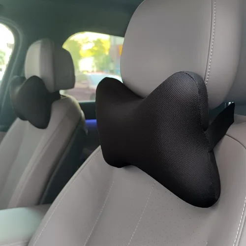 Vista 9 de Tianmei 2 piezas de espuma viscoelástica de color liso para reposacabezas de automóvil, asiento de vehículo, almohadilla de alivio de almohada Gris