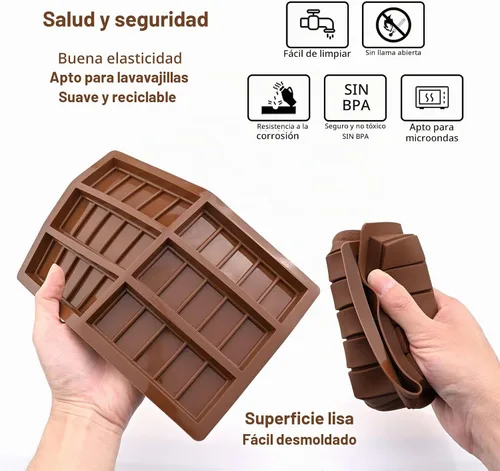 Vista 4 de Moldes de silicona para derretimiento de cera de 2 piezas, molde rectangular para barra de chocolate Nonstick, Food Grade Material, Silicone Wax