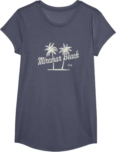 Vista 19 de Miramar Beach Florida Vintage 70s Palm Trees - Camiseta gráfica, Azul / Patchwork, S