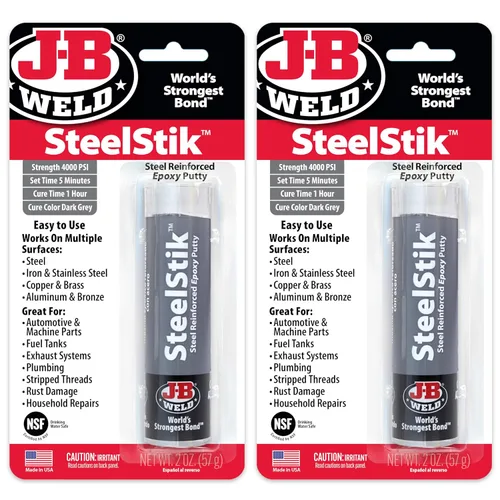 Vista 8 de Masilla epóxica reforzada con acero de 2 onzas, de la marca J-B Weld SteelStik 8267